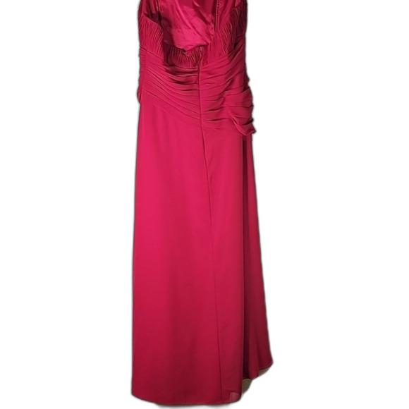 Evening Gown By Bill Levkoff Sheer Red Lined Strapless Size 16 - Picture 5 of 7